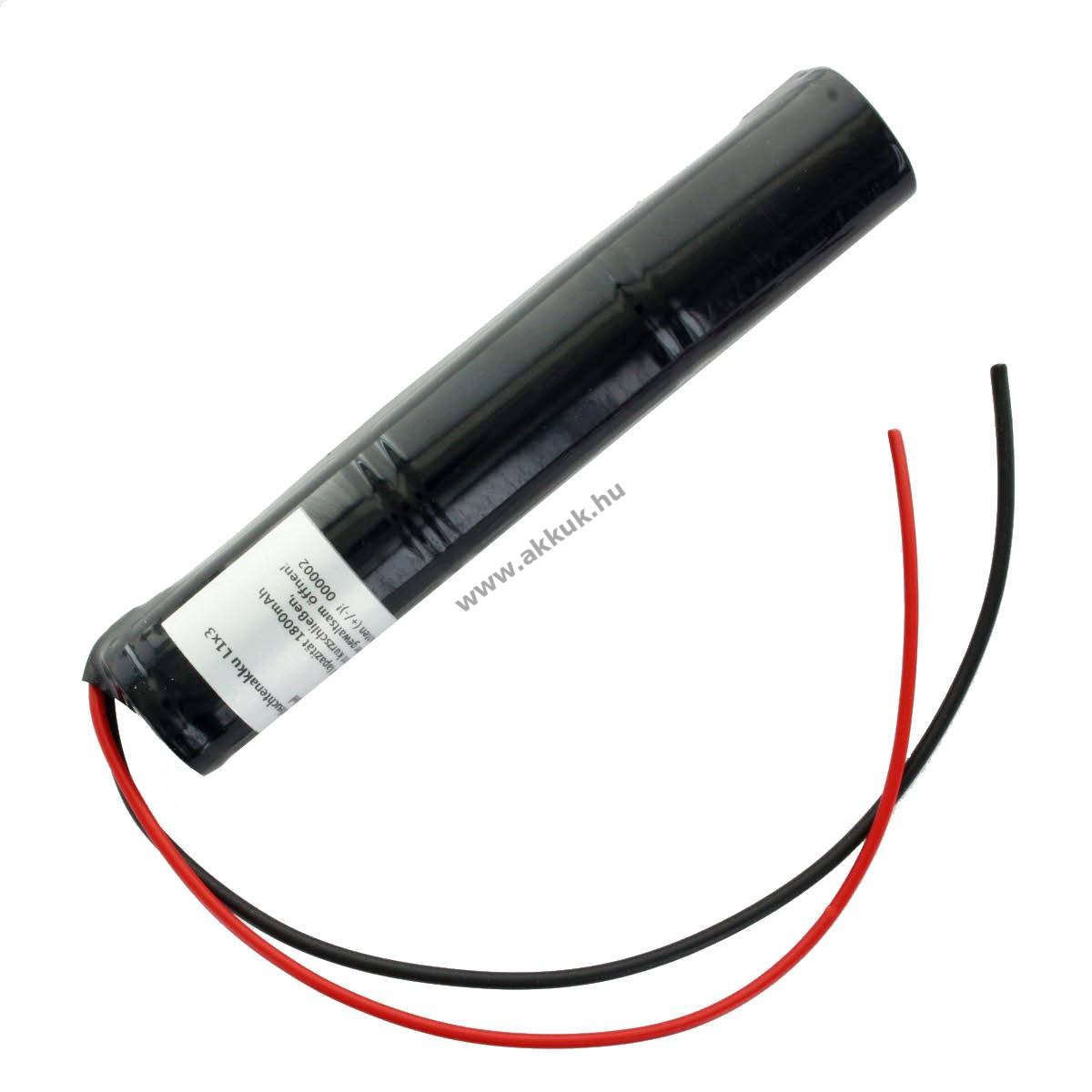 Helyettesítő vészvilágítás akku Sub-C L1x3 3,6V 1800mAh 200mm kábellel egyoldali NiCd