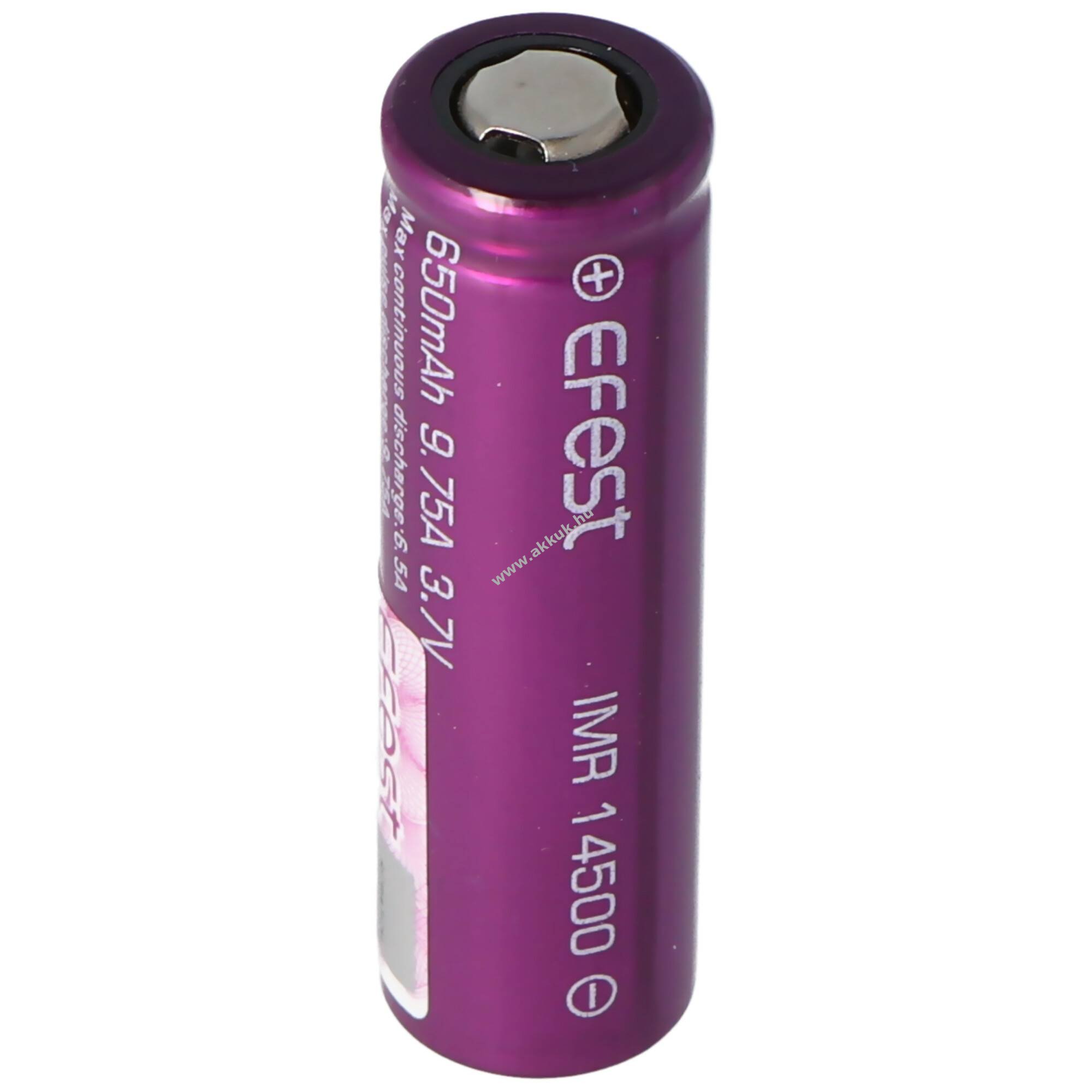 Efest IMR 14500 3,6V 650mAh akku lapos pluszpol Li-Ion