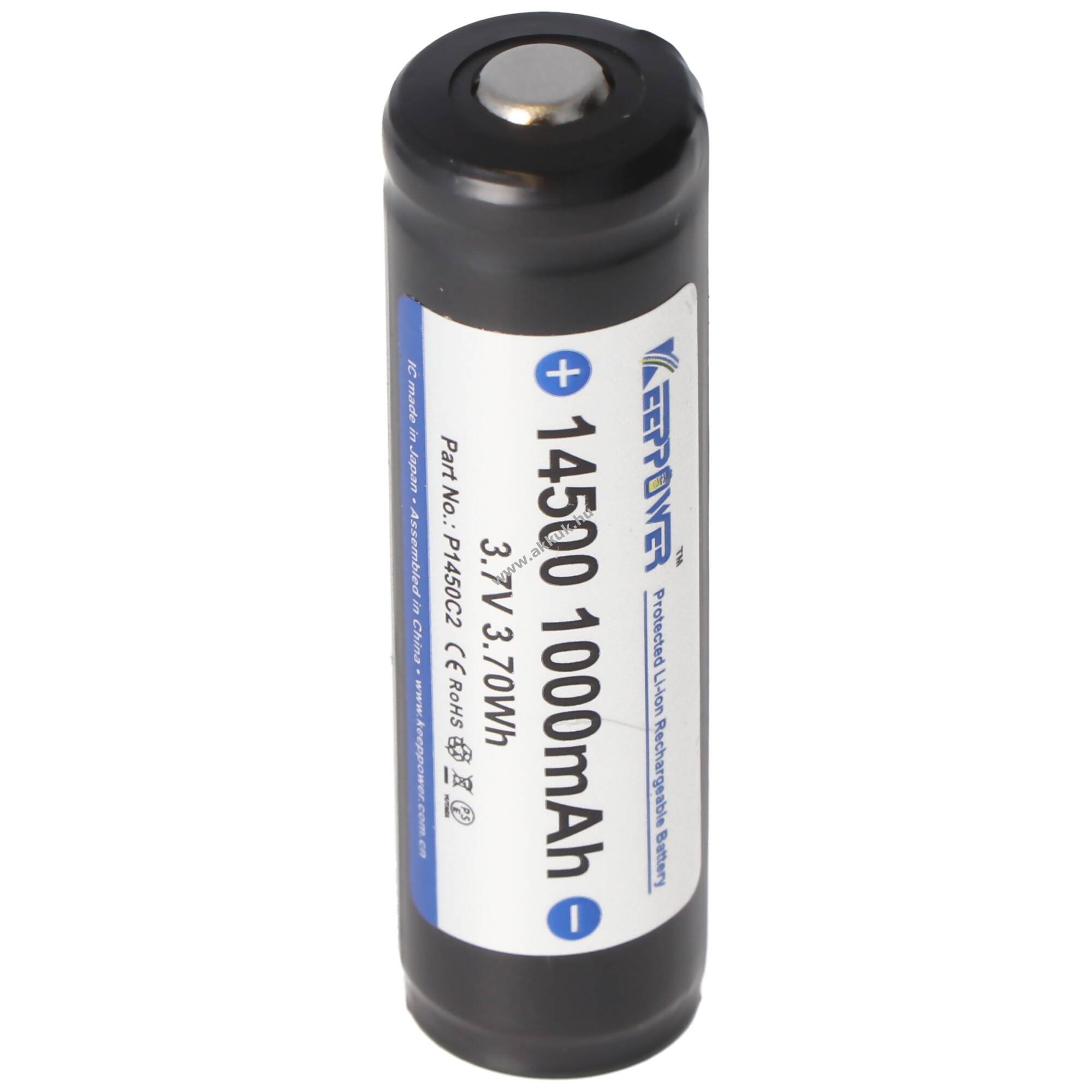 Keeppower 14500 3,7V 1000mAh akku védett 52x14,3mm Li-Ion