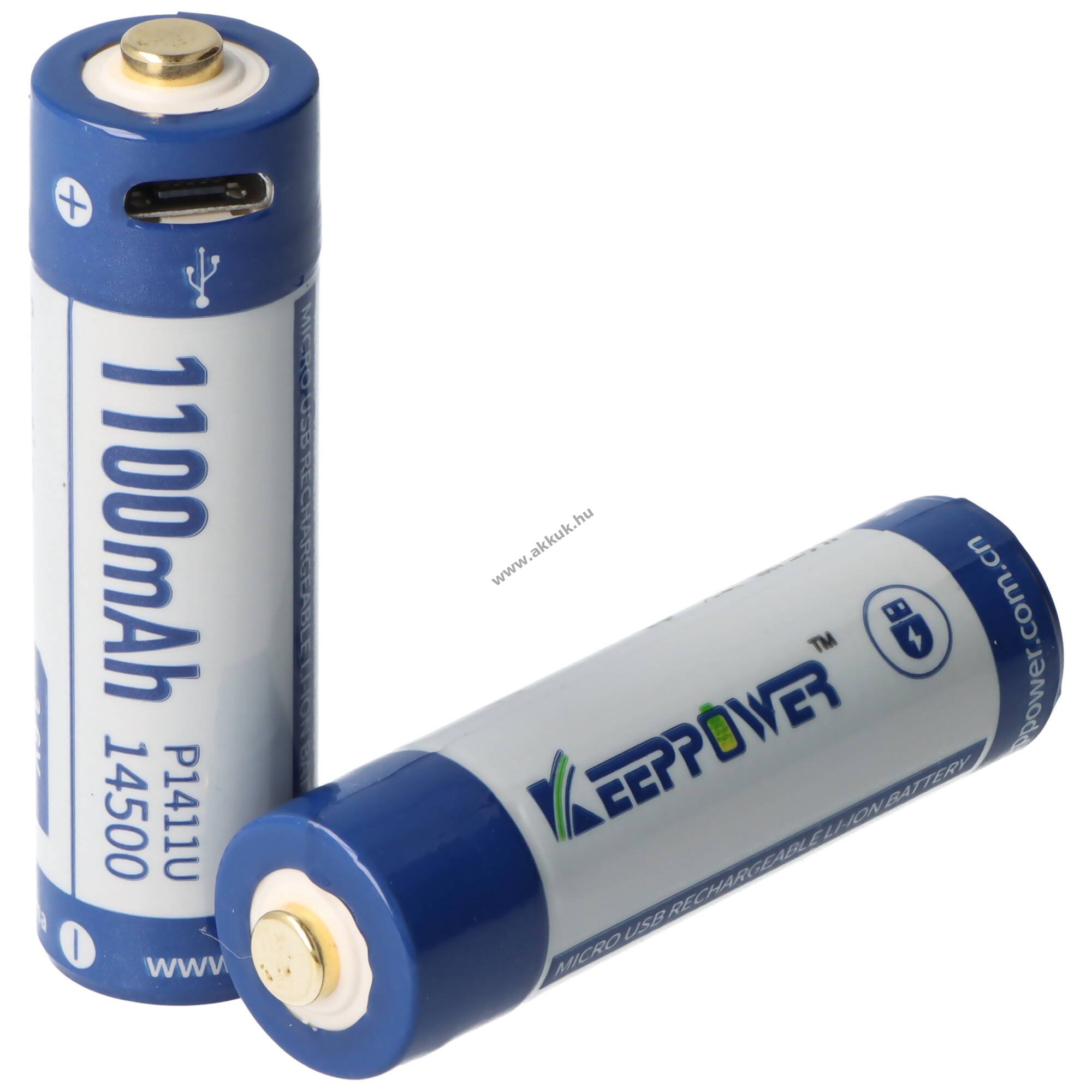 Keeppower 14500 akku 3,7V 1100mAh USB csatlakozóval Li-ion