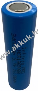 Infinio Pro 18650 akkucella NCR18650BB 3400mAh 3.7V Li-Ion, védelmi elektronika nélküli