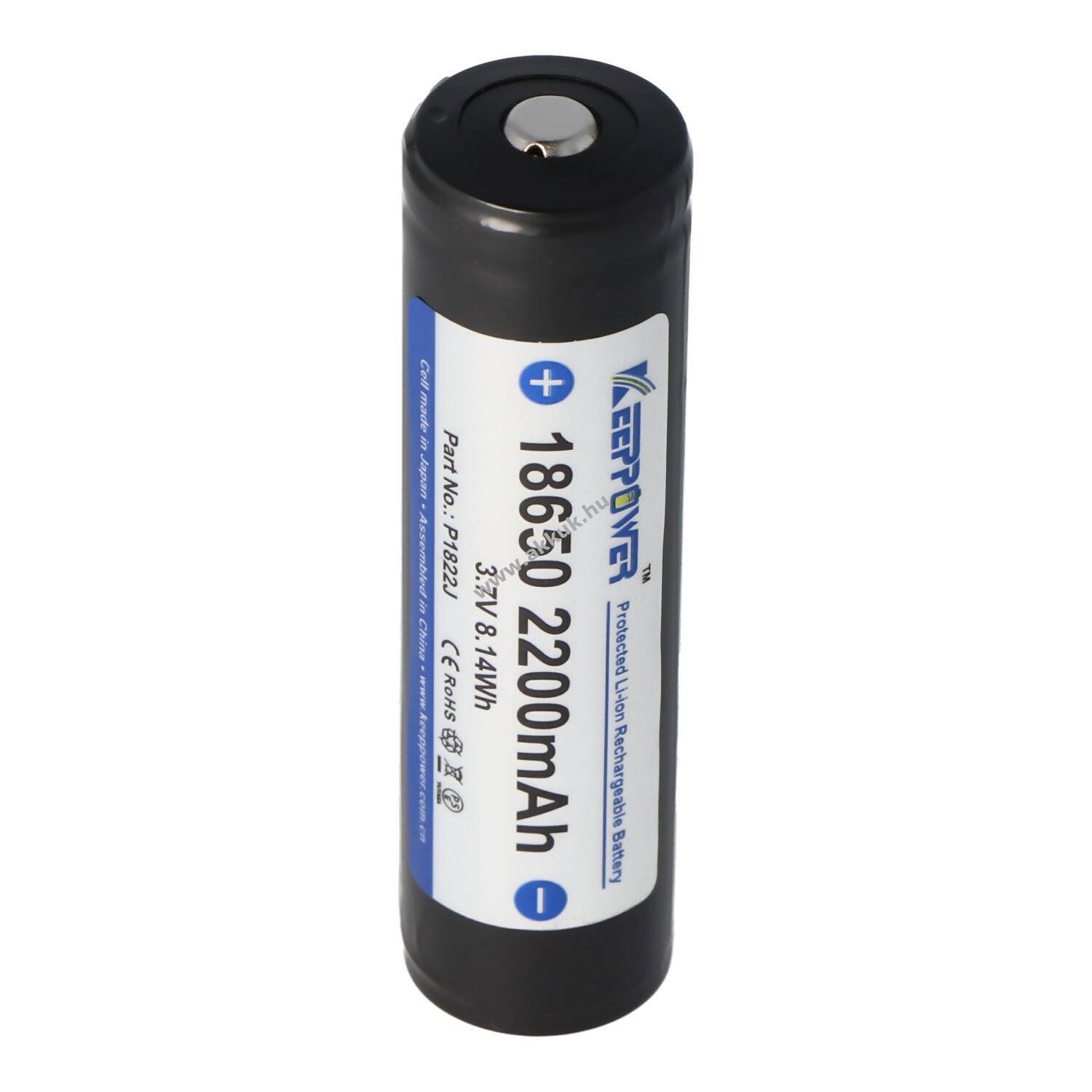 Keeppower 18650 akku 3,7V 2200mAh védett Li-Ion
