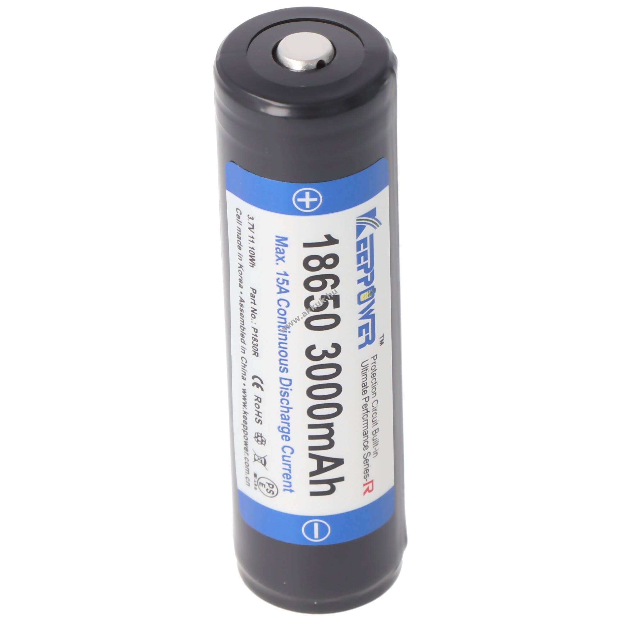Keeppower 18650 3,6V-3,7V 3000mAh 1db/csomag akku Li-Ion