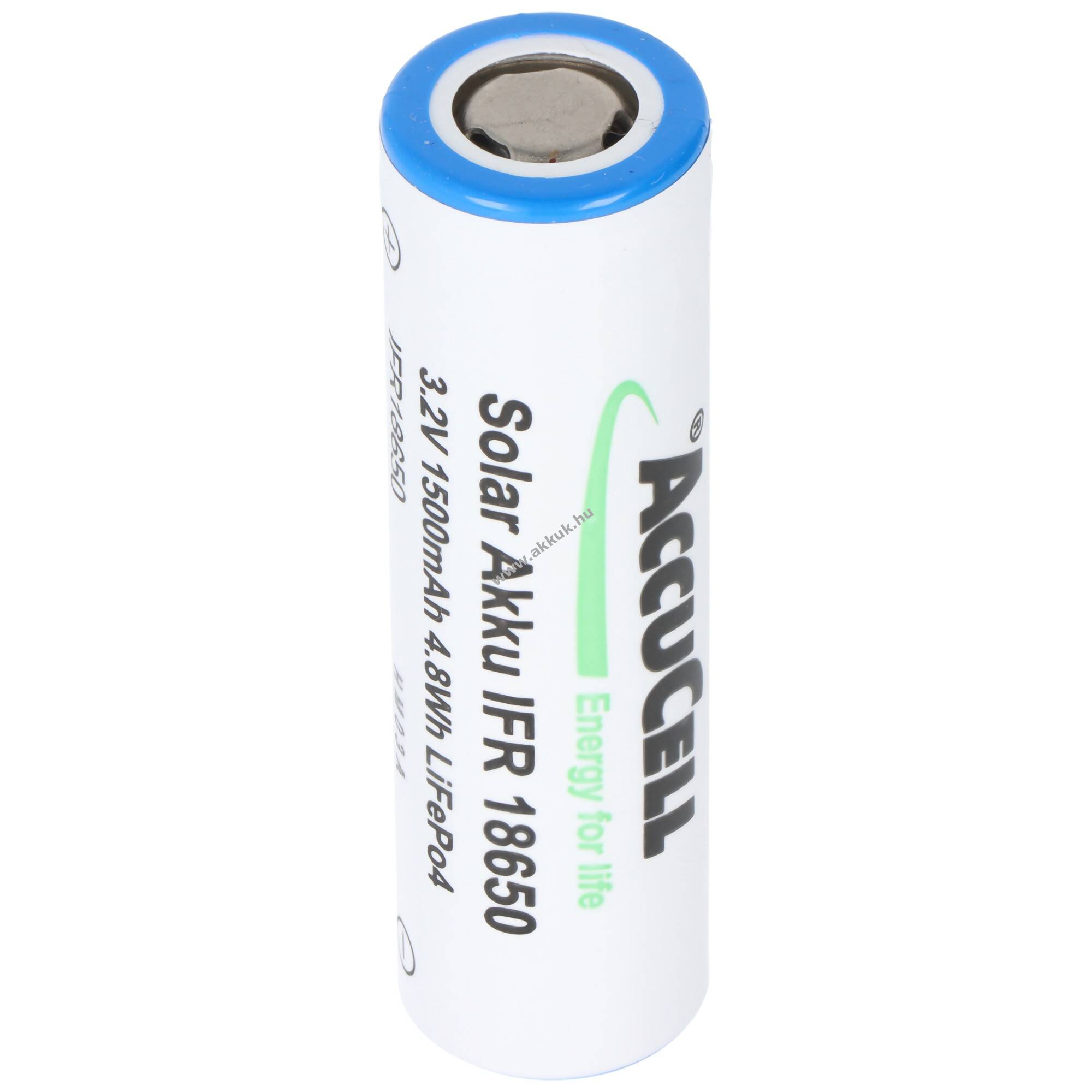 IFR 18650/AA Solar akku Lithium, 3.2V, 1500mAh, LiFePo4