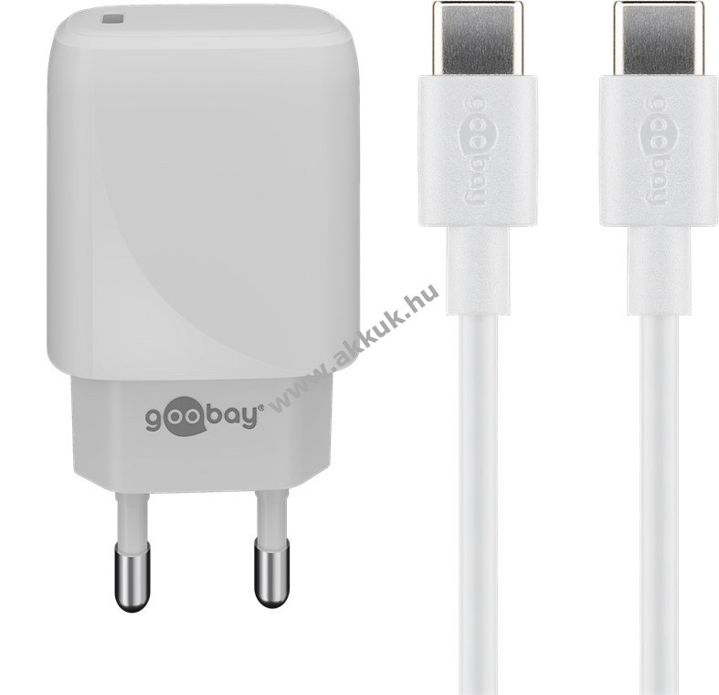 USB-C Power delivery 20W-os töltõkészlet, fehér