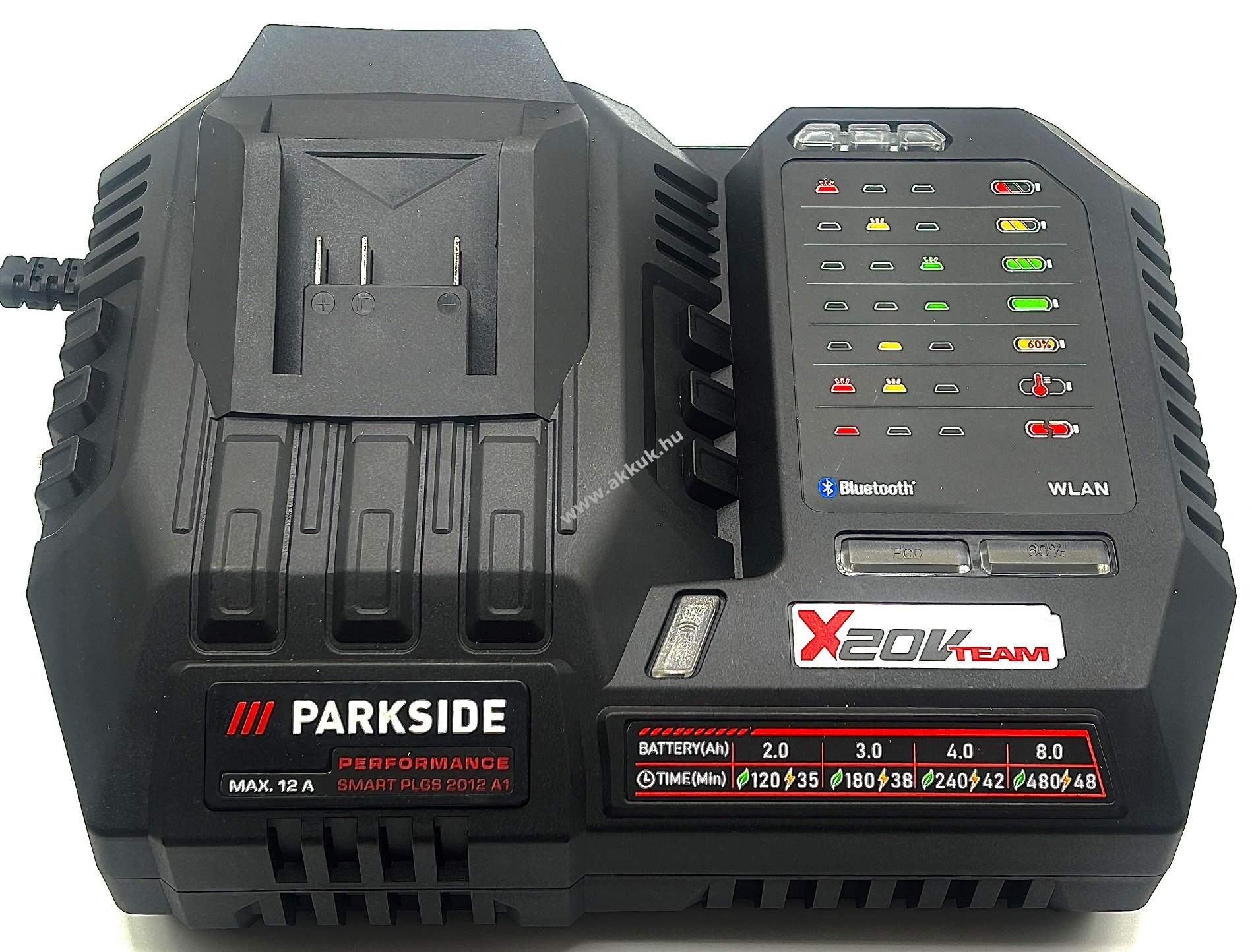 Eredeti Parkside PLGS 2012 A1 okos gyors akkutöltõ bluetooth X20V team sorozat