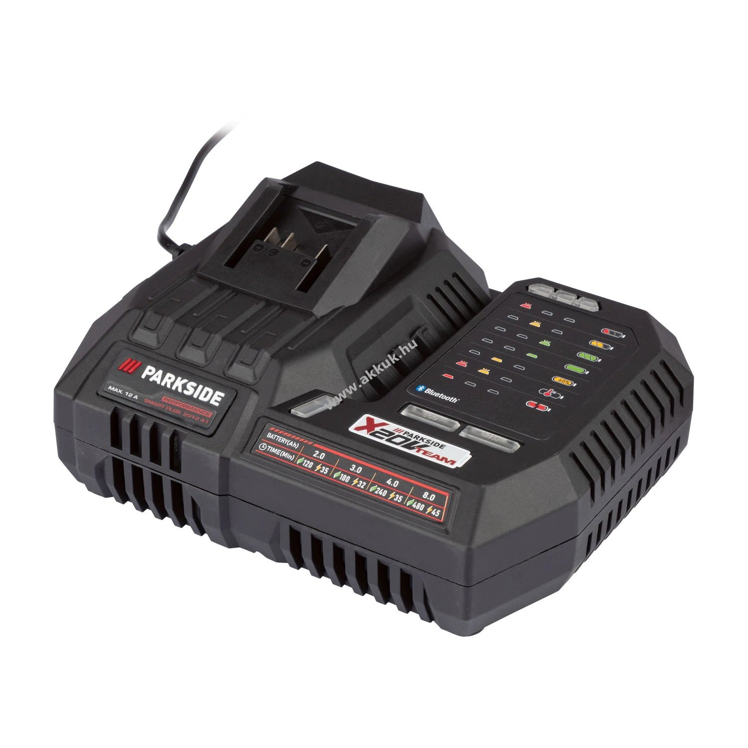 ParkSide Performance PLGS 2012 A1 Bluetooth Smart akkutöltõ, akkumulátor gyors töltõ, X20V, 300 W