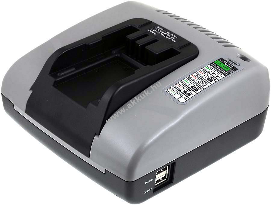 Powery akkutöltő USB kimenettel Black & Decker fúrócsavarozó HP126F2B