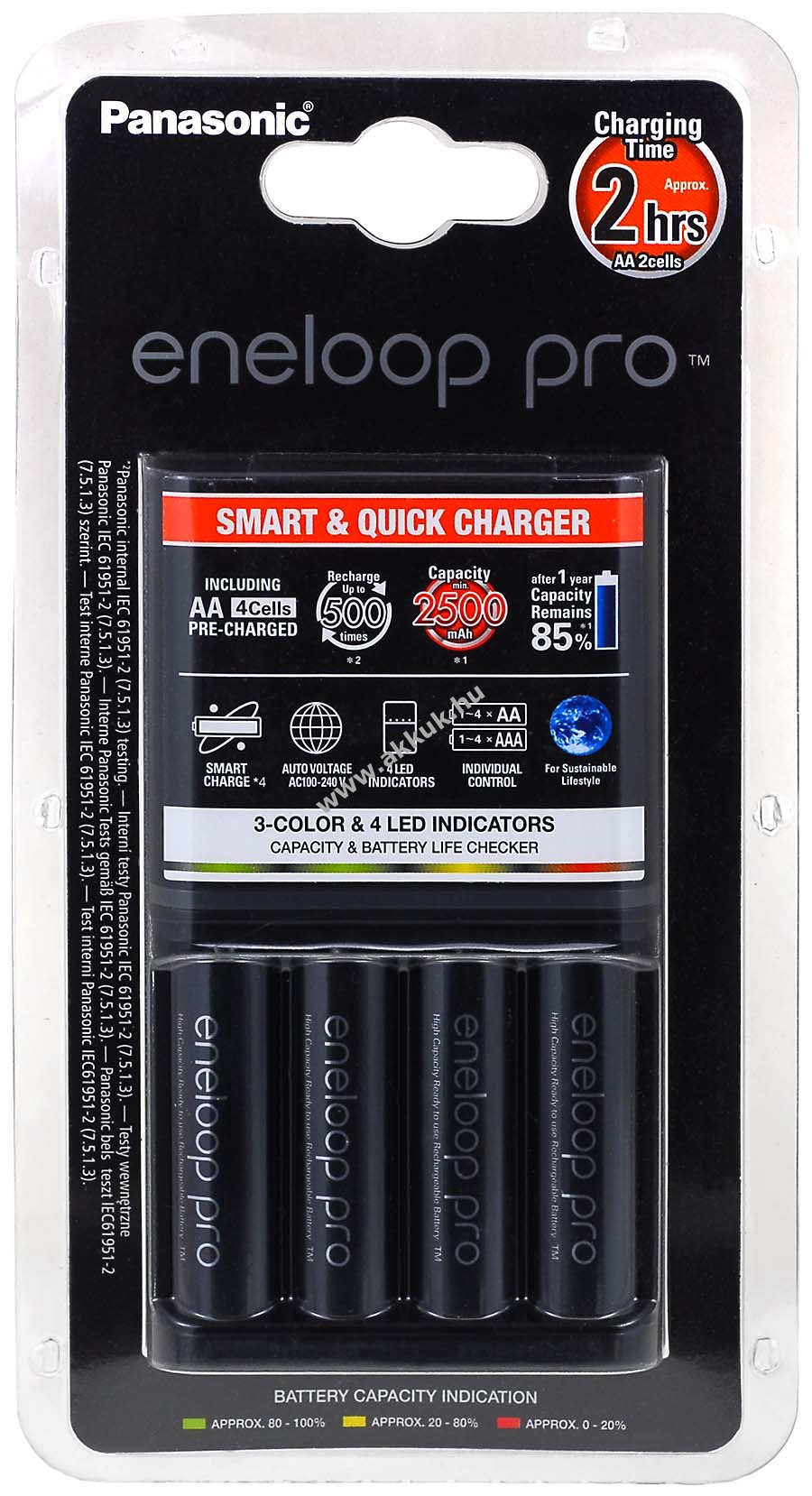 Panasonic eneloop gyorsakkutöltő típus BQ-CC16 + 4db AA eneloop Pro 2500mAh