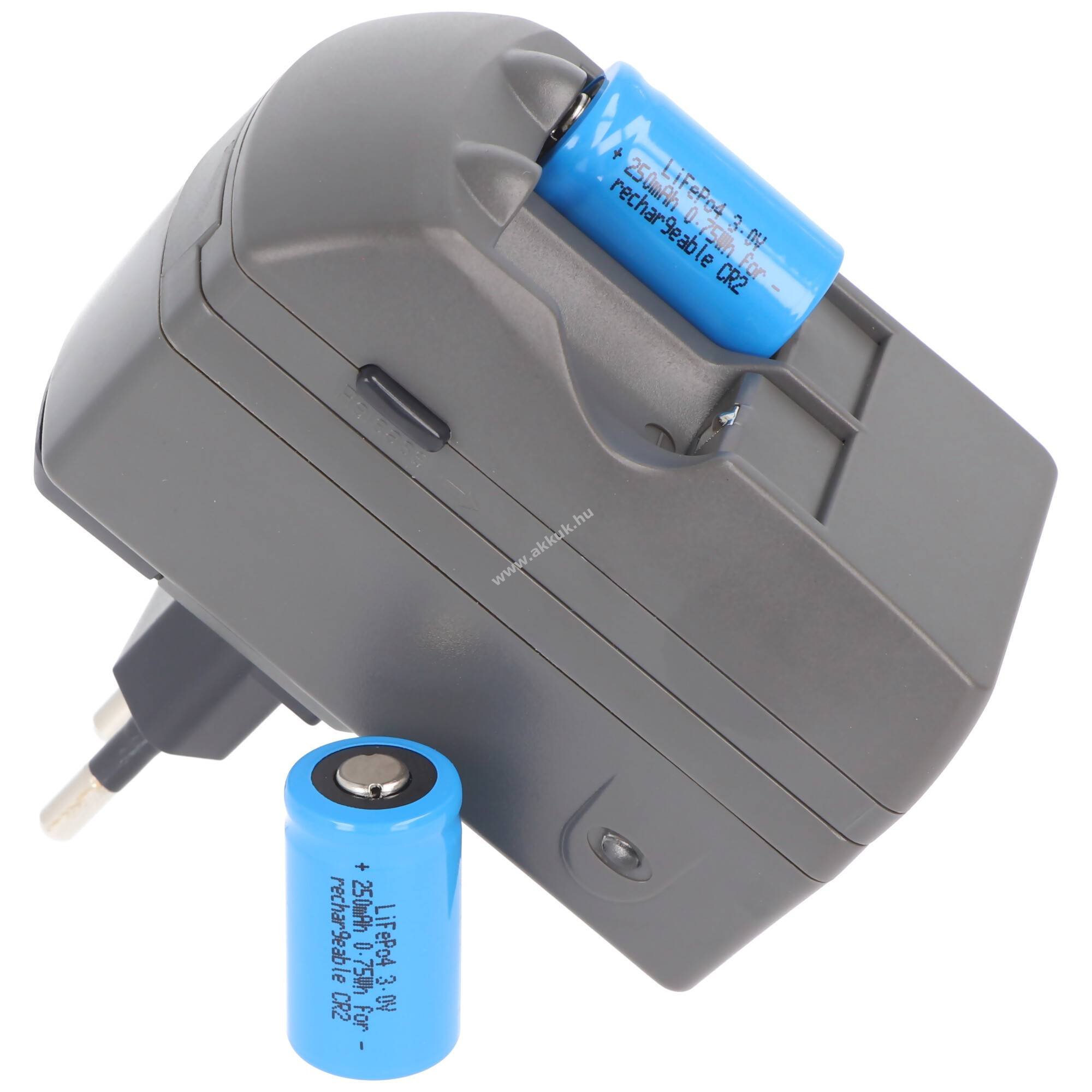 Helyettesítő akku CR2 3V 250mAh 2db/csomag töltővel Li-Ion