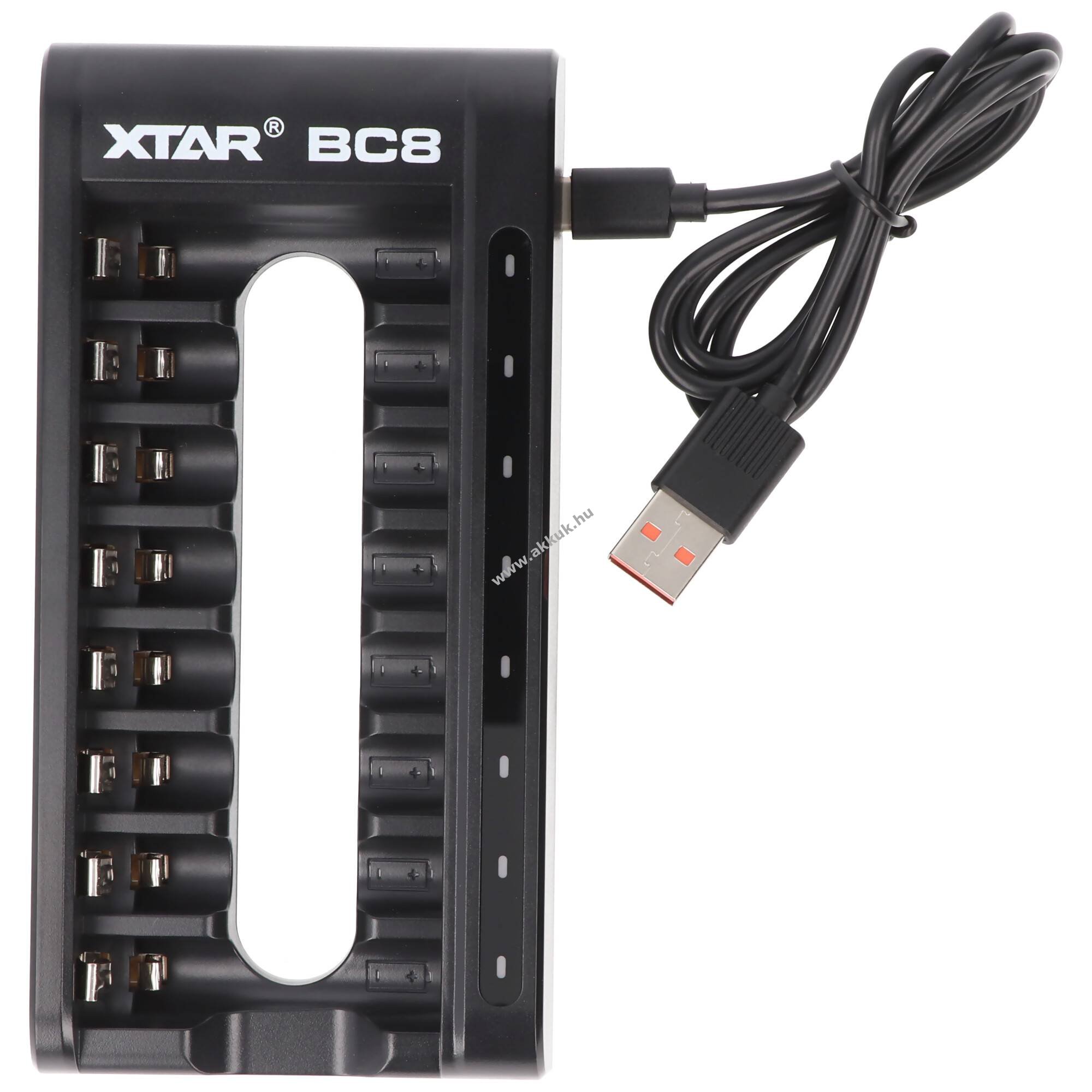 Xtar BC8 gyorstöltő 8x0,5A USB-C QC3.0 18W 1,5V/1,2V AA AAA akku Li-Ion NiMH