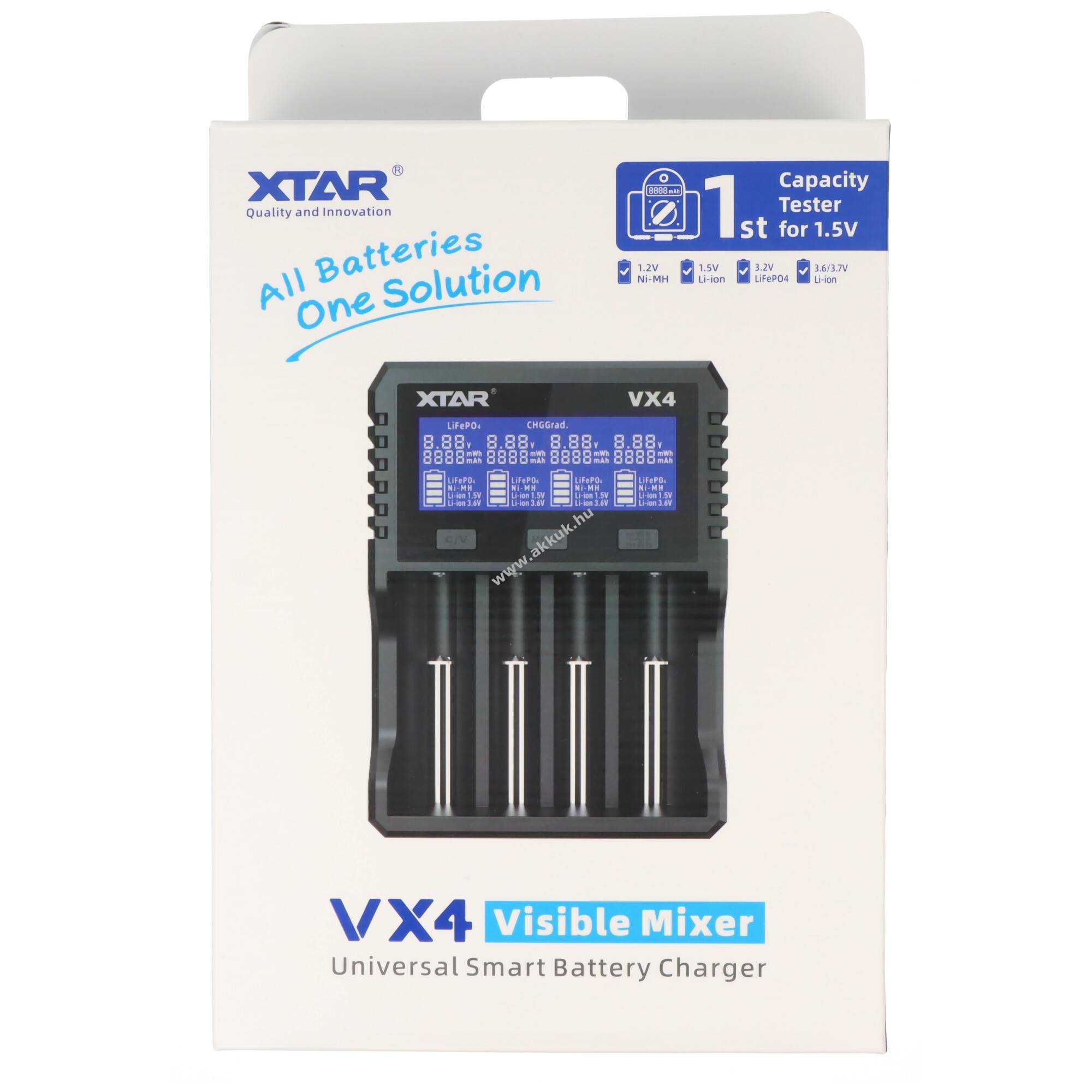 Xtar VX4 töltő 1,2V/1,5V/3,2V/3,7V Li-Ion LiFePO4 NiMH hálózati adapter nélkül - Kiárusítás