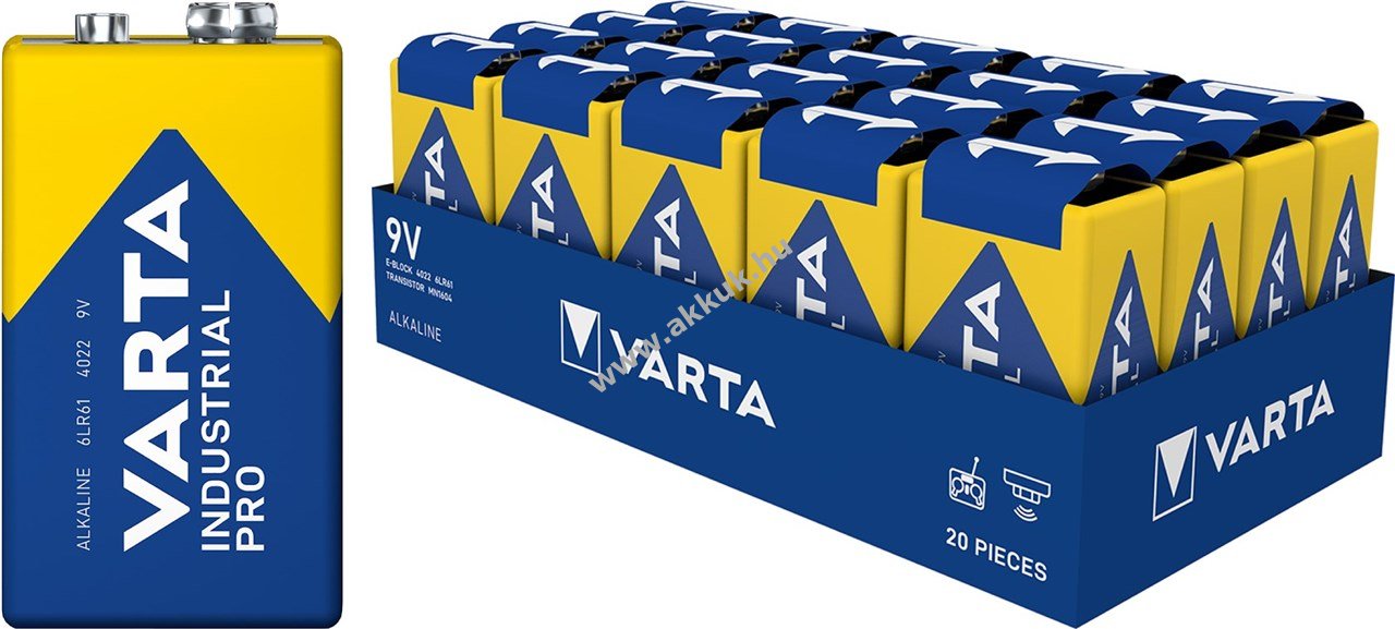 Varta Industrial 6LR61/6LP3146 (4022) 9V elem 20db/csomag alkáli-mangán