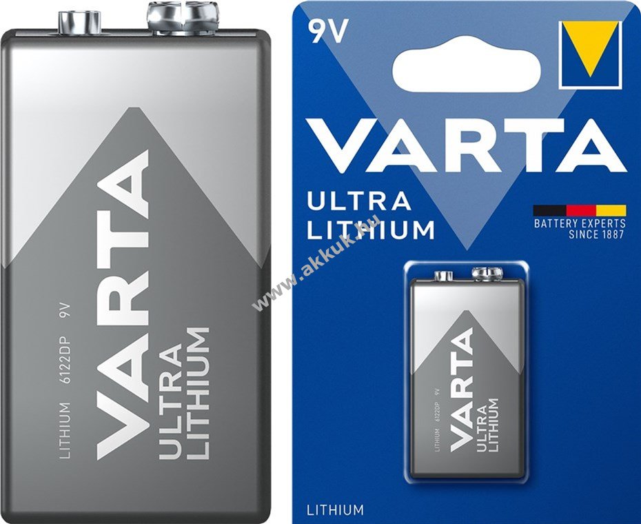 Varta Ultra Lithium 6F22 9V (6122) elem 1db/csomag lítium