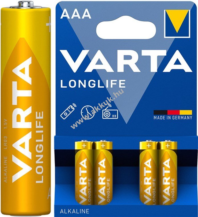 Varta alkáli elem Micro (AAA / LR03) - Longlife (4103) 4db/csom. (4103101414) - Kiárusítás!