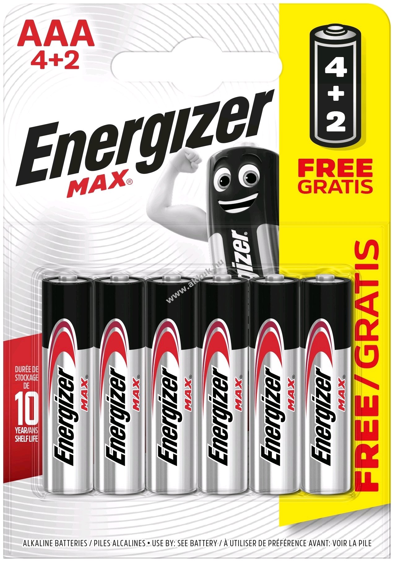 ENERGIZER MAX, AAA, mikro, E92, 4+2db/csomag