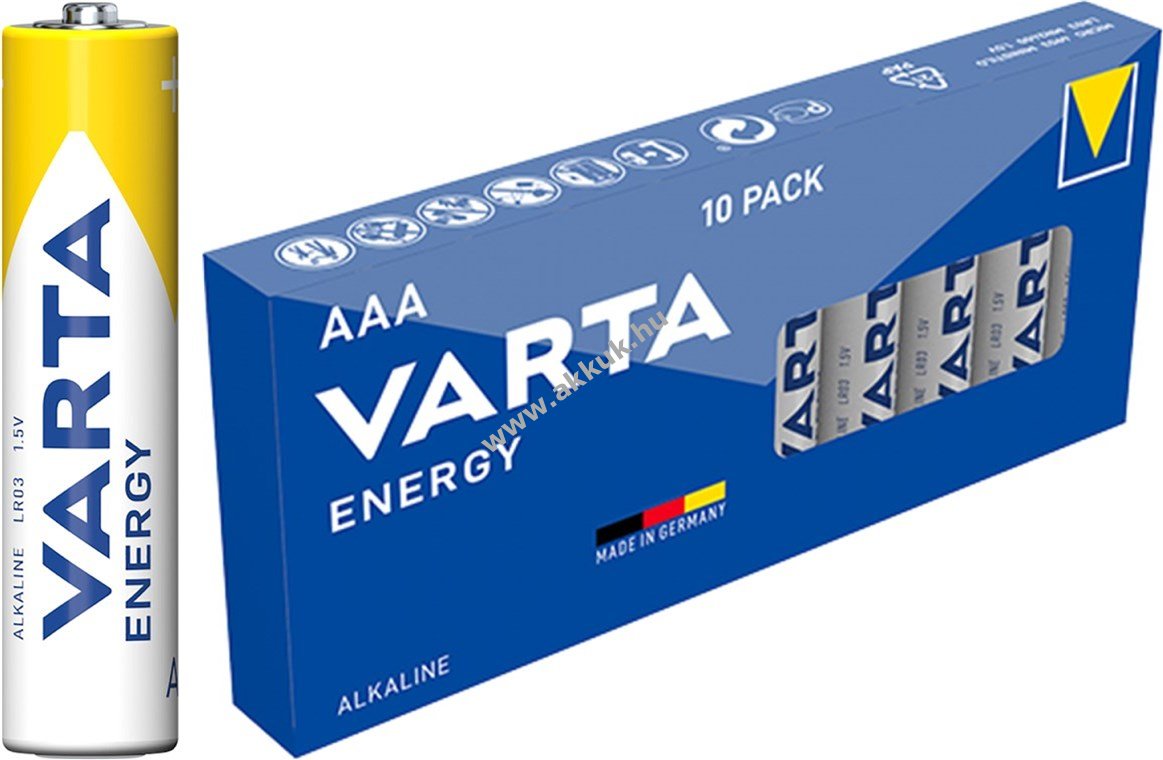 Varta energy LR03/AAA/Micro alkáli-mangán elem 1,5V 10db/csom.