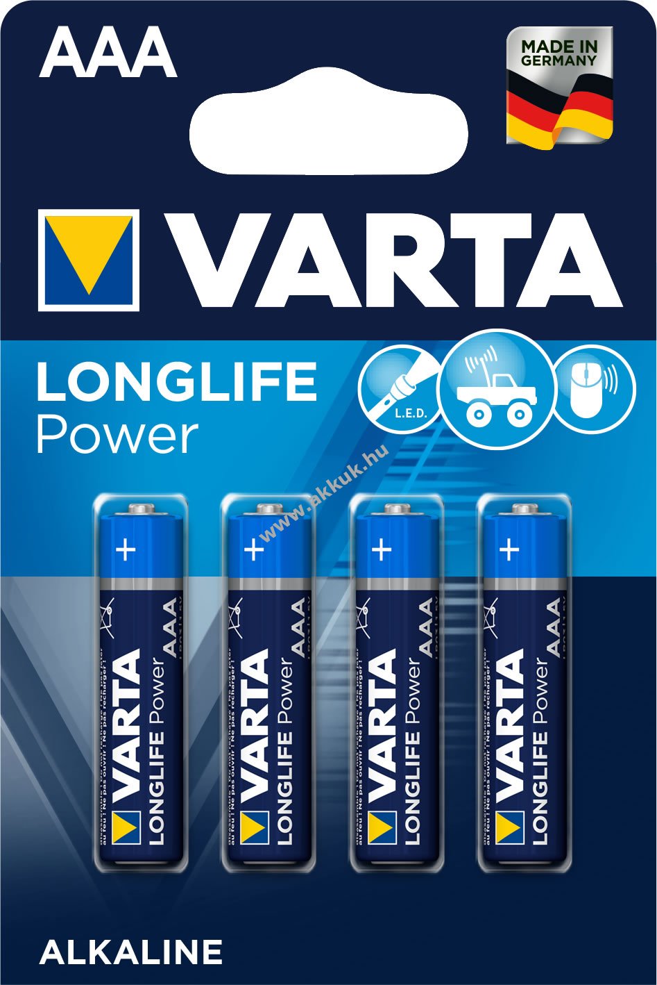 Varta Longlife Power / High Energy Alkaline alkáli elem típus MN2400 4db/csom.
