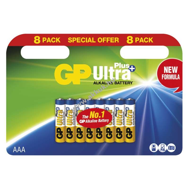 GP ULTRA PLUS alkáli elem, LR03, mikro, AAA 8db/csomag