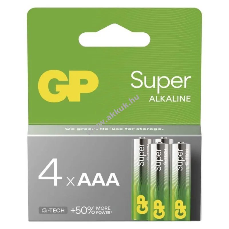 GP Super alkáli elem, LR03, mikro, AAA 4db/csomag - Kiárusítás - A készlet erejéig