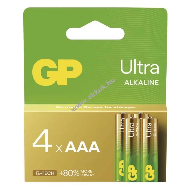 GP Ultra alkáli elem, LR03, mikro, AAA 4db/csomag - Kiárusítás - A készlet erejéig