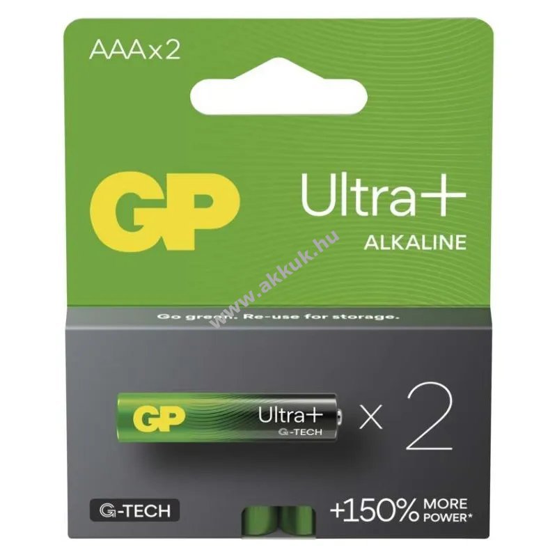 GP Ultra Plus alkáli elem, LR03, mikro, AAA 2db/csomag - Kiárusítás
