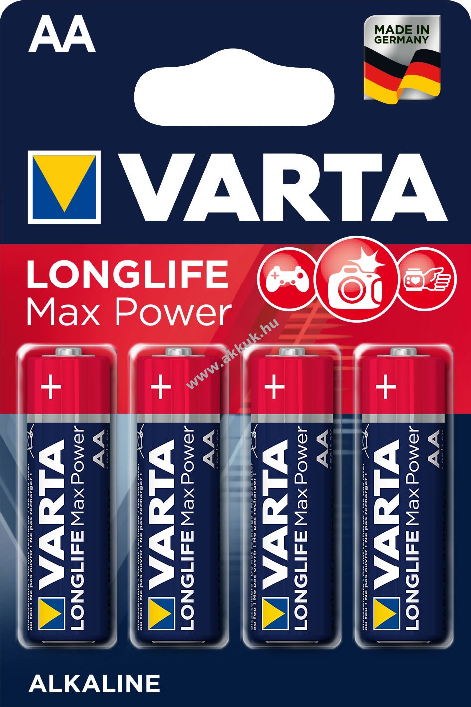 Varta Longlife Max Power Alkaline AA mignon ceruza elem 4db/csom.