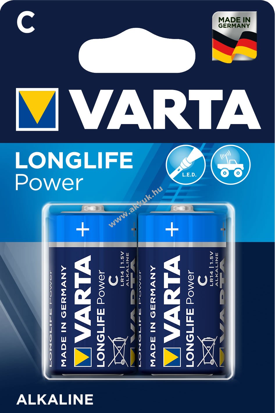 Varta Longlife Power / High Energy Alkaline alkáli elem típus C 2db/csom. - Kiárusítás!