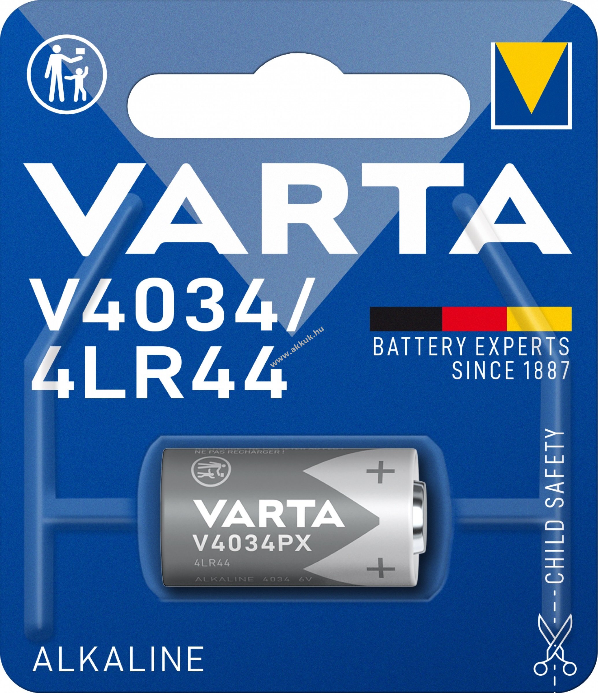Varta 4LR44 alkáli elem 6V, 1db/csomag - Kiárusítás!
