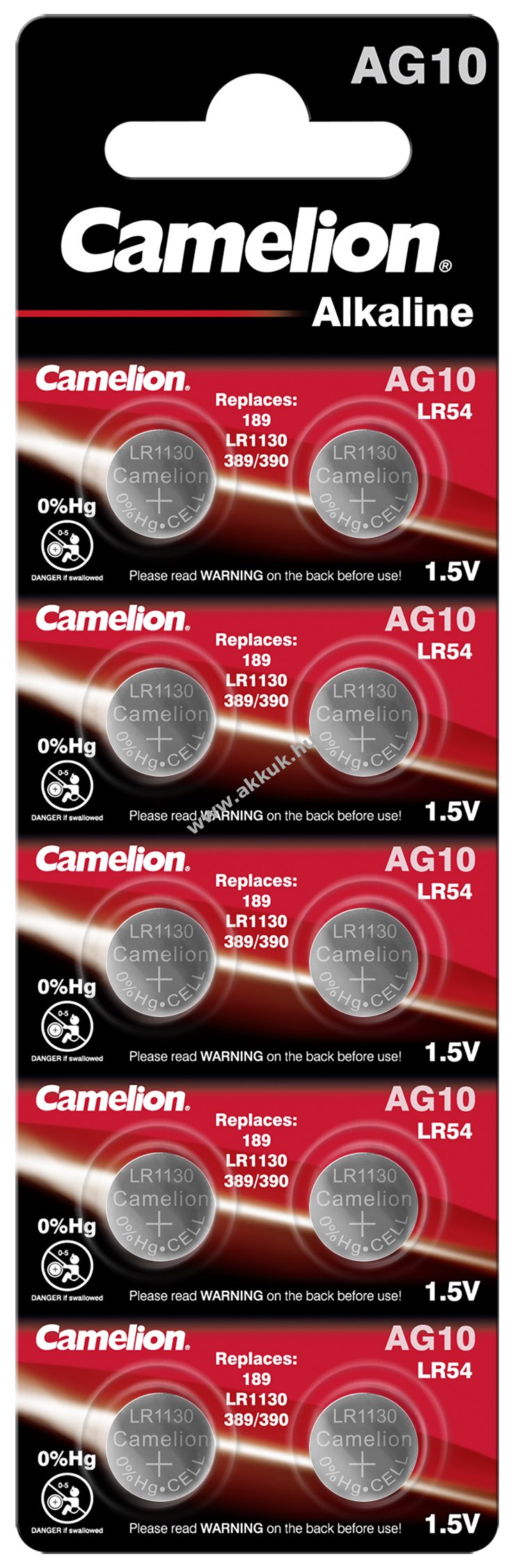Camelion gombelem AG10/LR54/V10GA/189/389 10db/csom.