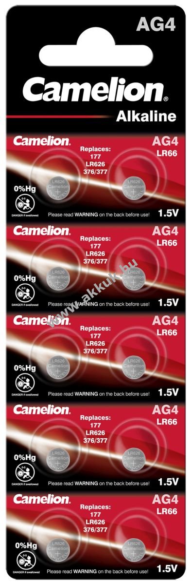 Camelion gombelem LR66 / AG4 / G4 / LR626 / 177 / SR626W / GP77A / 377 10db/csom.