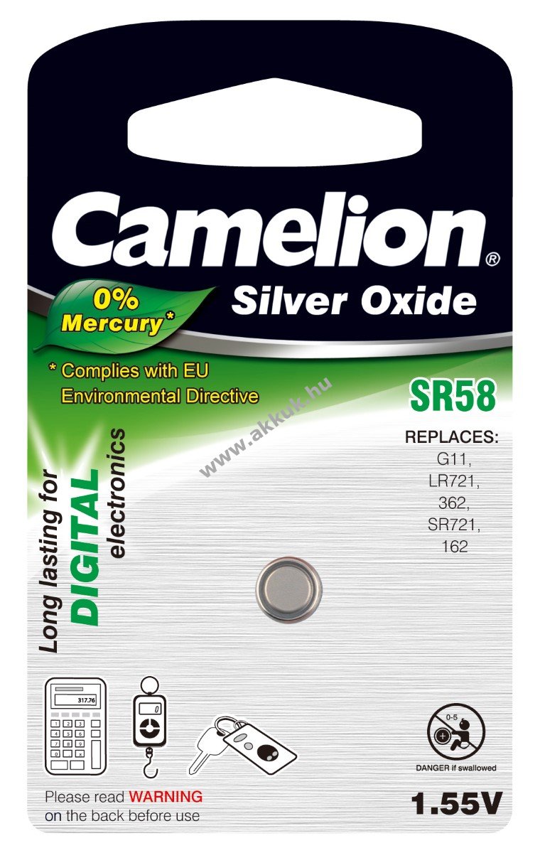 Camelion gombelem, óraelem SR58/SR58W / G11/ LR721 / 362/162 / SR721 1db/csom.
