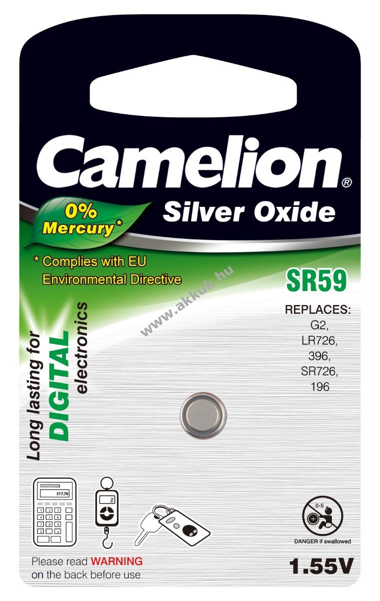 Camelion ezüstoxid-gombelem SR59 / SR59W / G2 / LR726 / 396 / SR726 / 196 1db/csom.