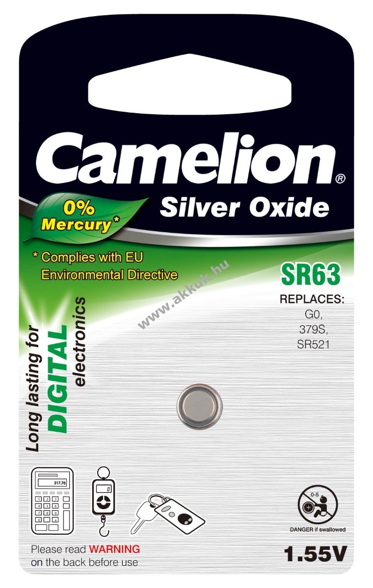 Camelion ezüstoxid-gombelem SR63 / SR63W / G0 / 379 / 379S / SR521 1db/csom.