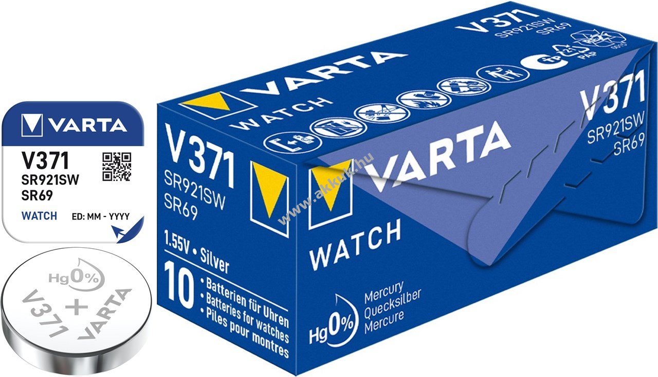 Varta gombelem, óraelem V371/SR69/SR921SW 1db/csomag
