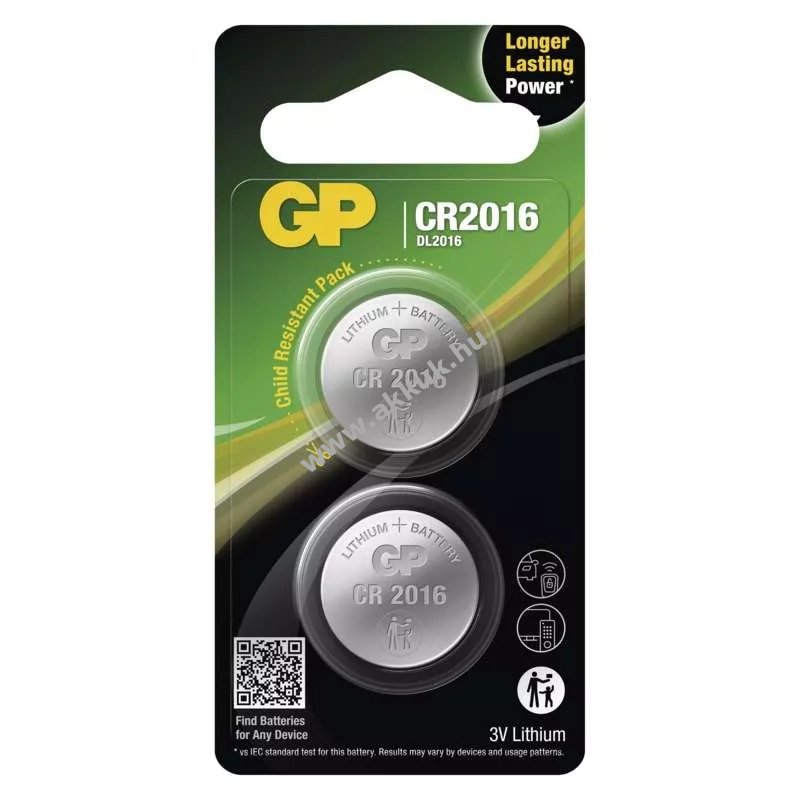 GP Lítium gombelem CR2016 2db/csomag - Kiárusítás!