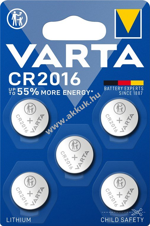 Varta lithium gombelem CR2016 5db/csom.