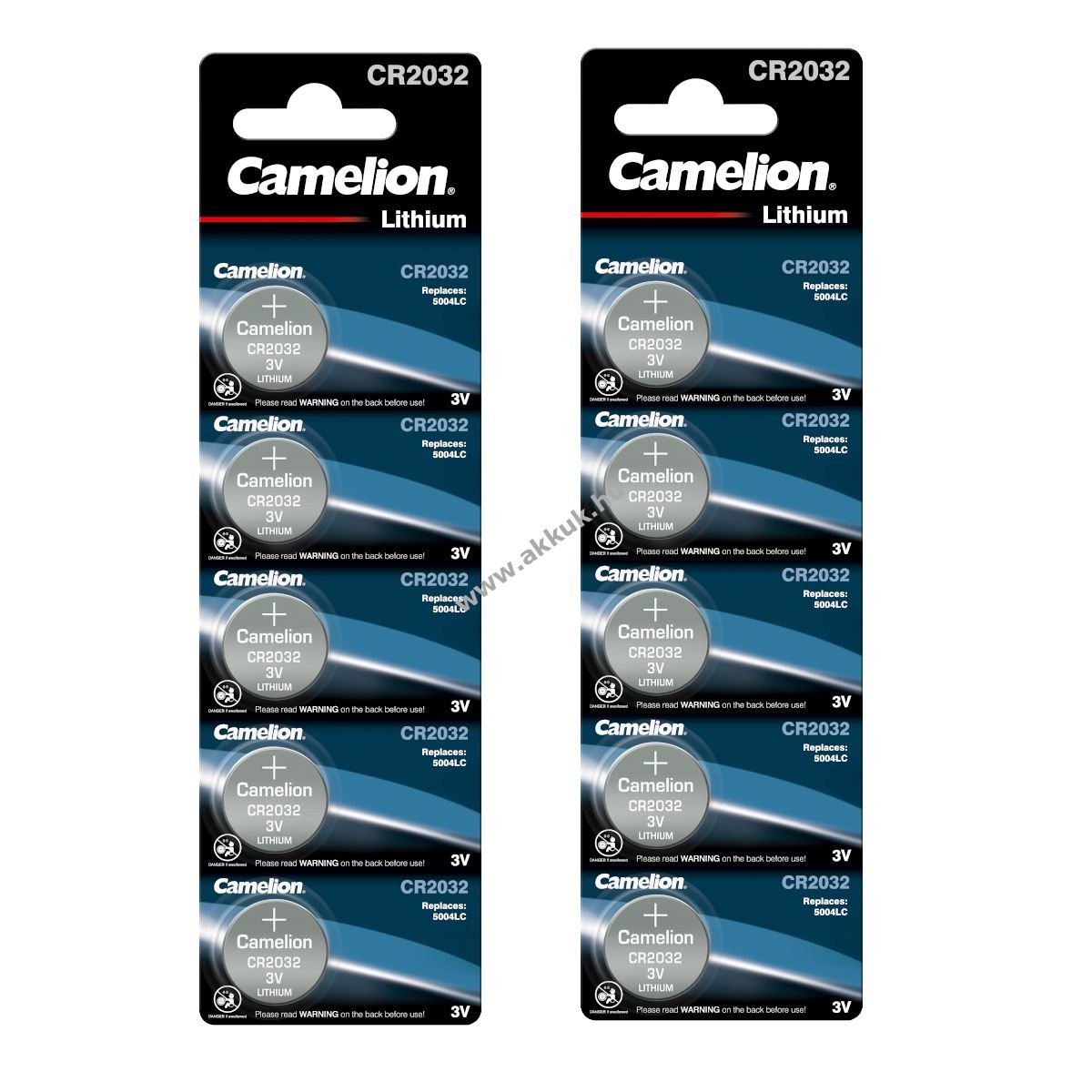 10db Lithium gombelem Camelion CR2032 pl. órákhoz 2x 5db/csom.