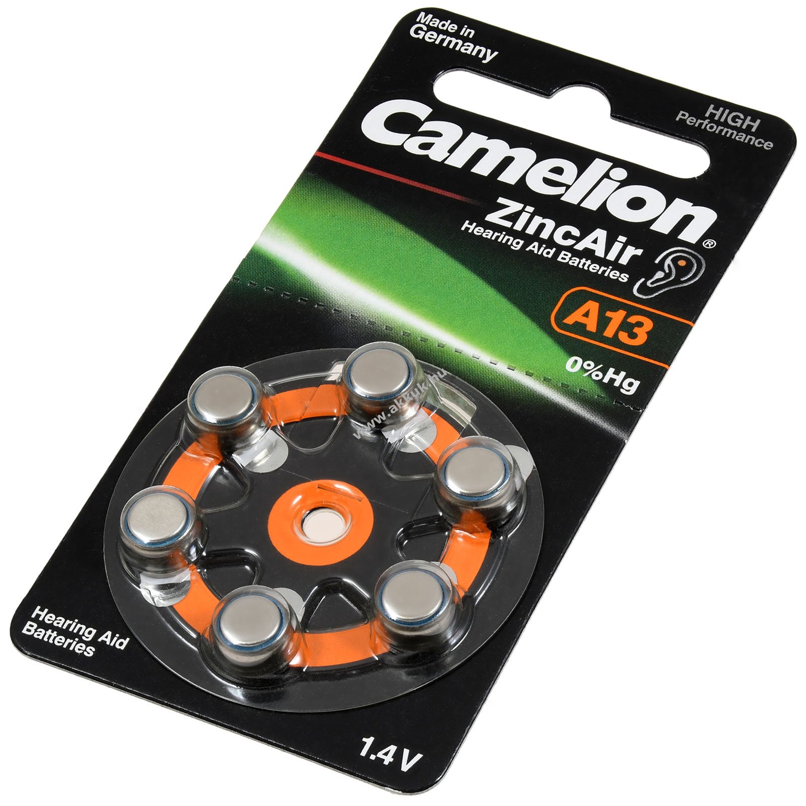 Camelion hallókészülék elem A13 ZL13 PR754 DA13 PR48 AE13 V13AT 13AE 6db/csom.