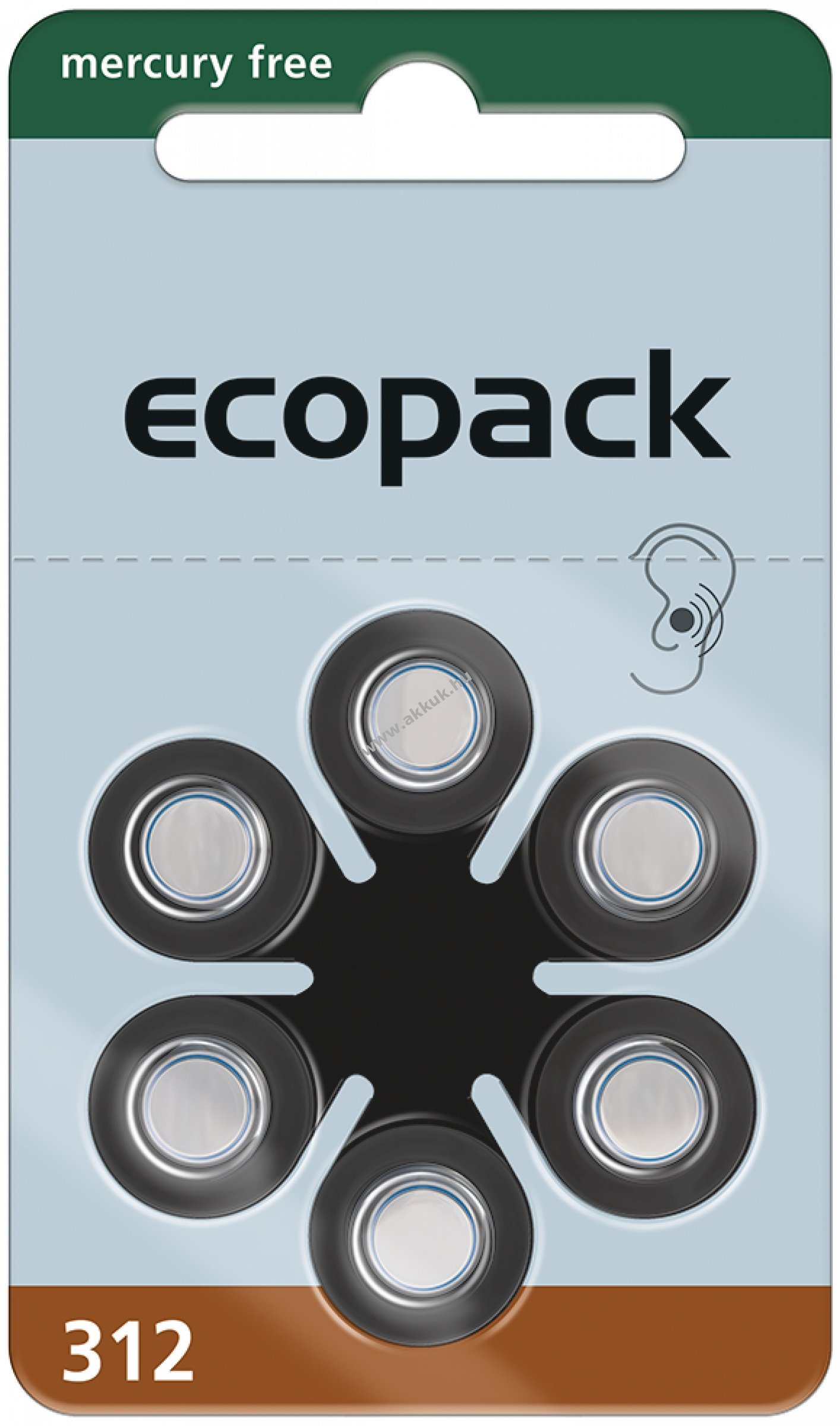 Varta Ecopack elem P312 hallókészülékhez 6db/csomag - A készlet erejéig!