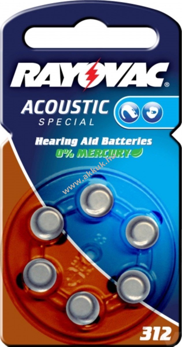 Rayovac Acoustic Special hallókészülék elem típus 312 6db/csom. - Kiárusítás! - A készlet erejéig!