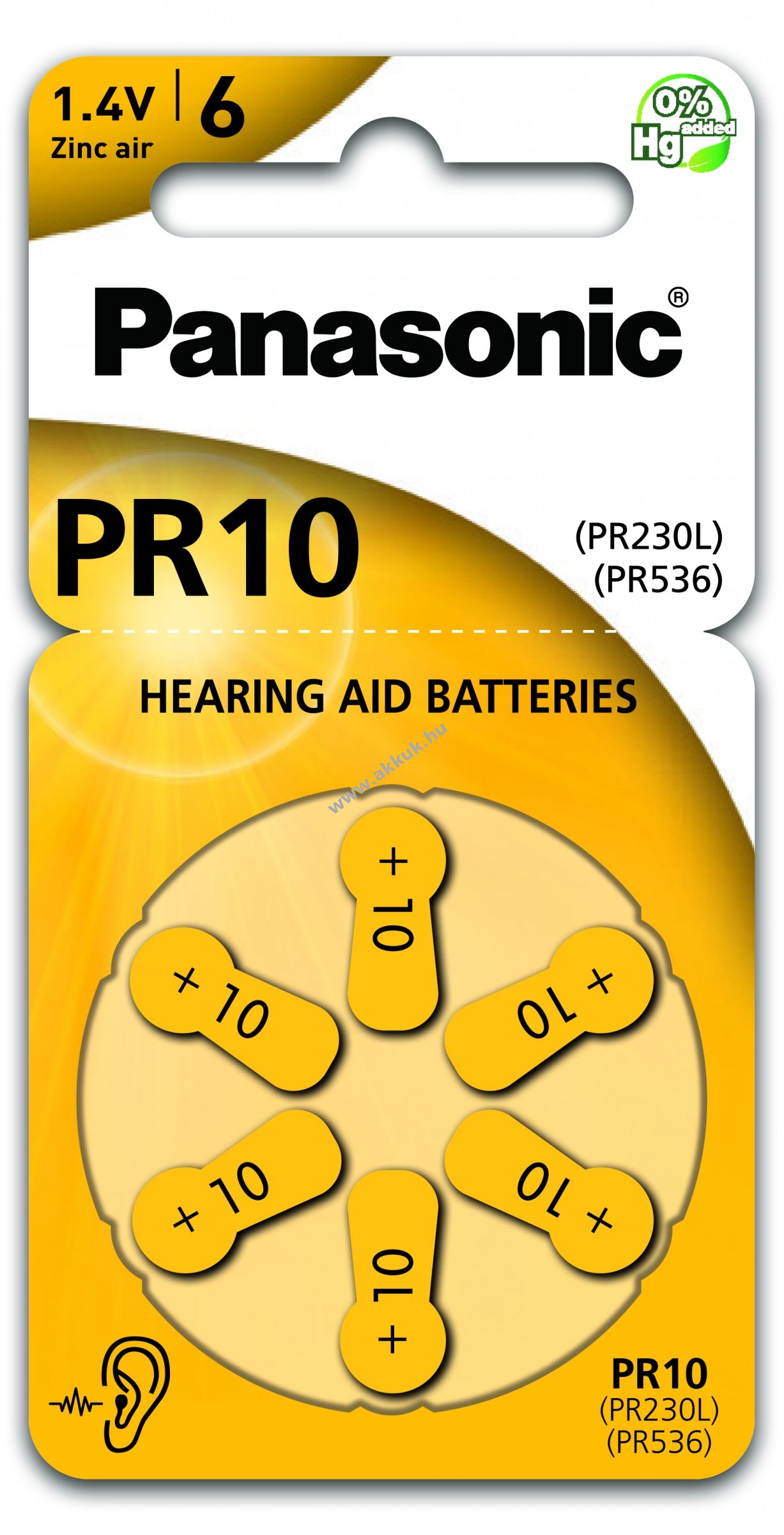 Panasonic hallókészülék elem PR10H