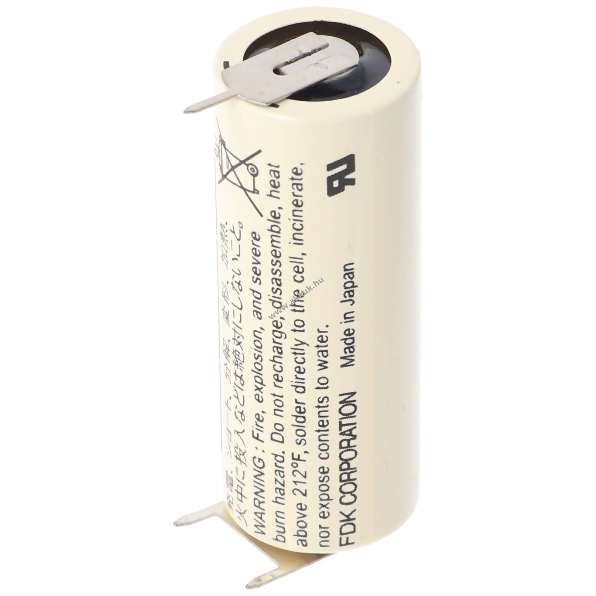 FDK / Sanyo lítium elem típus CR17450SE forrasztható 3pin (++/-) 3V 2500mAh