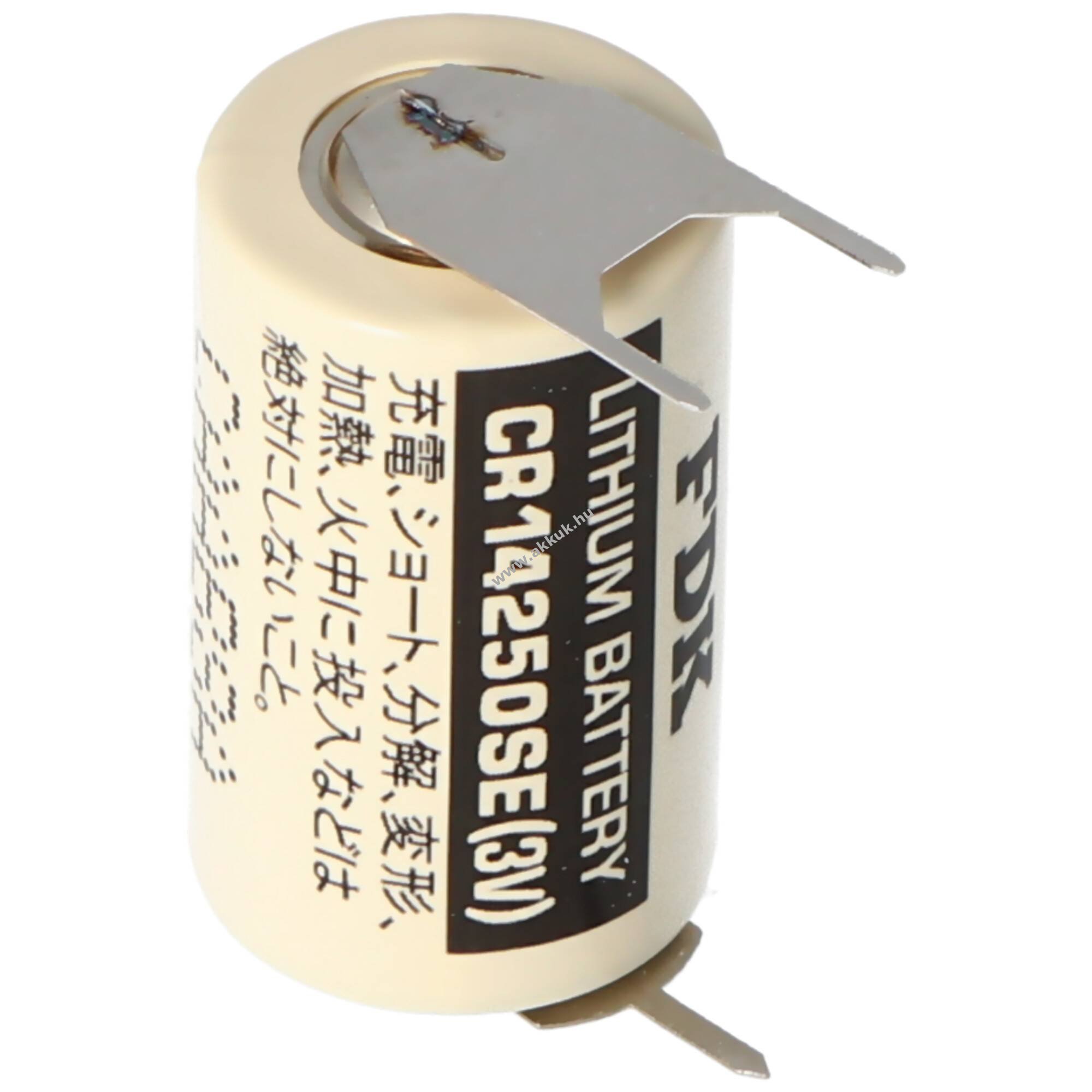 FDK / Sanyo Lithium elem CR14250 SE 1/2AA, IEC CR14250, 3pines (2 + / 1 -), 7,6mm rácsméret