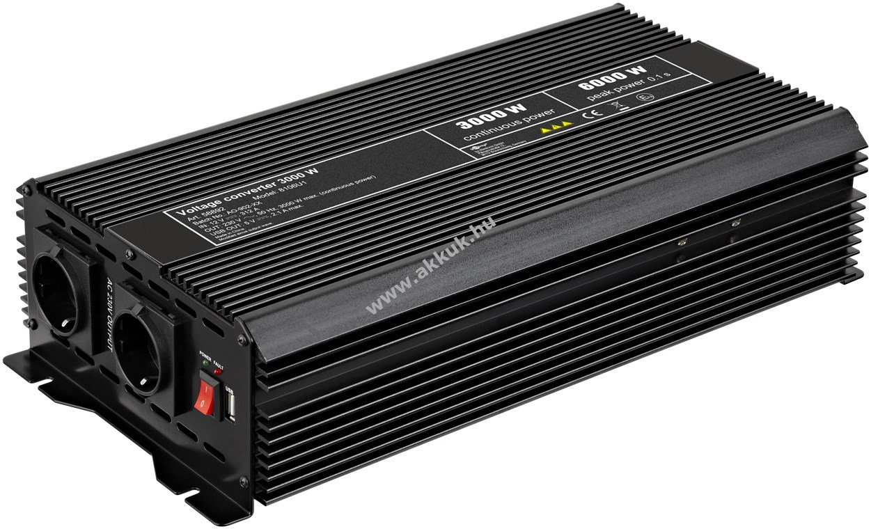 Goobay autós feszültségátalakító DC/AC 12V-230V 3000W USB modifikált szinusz
