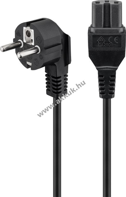 Goobay melegítő készülék csatlakozókábel 2m 3x0,75mm2 fekete CEE 7/7 (E/F) 90° C15