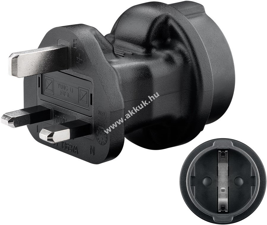 Goobay utazóadapter EU (Typ F) UK (Typ G) fekete