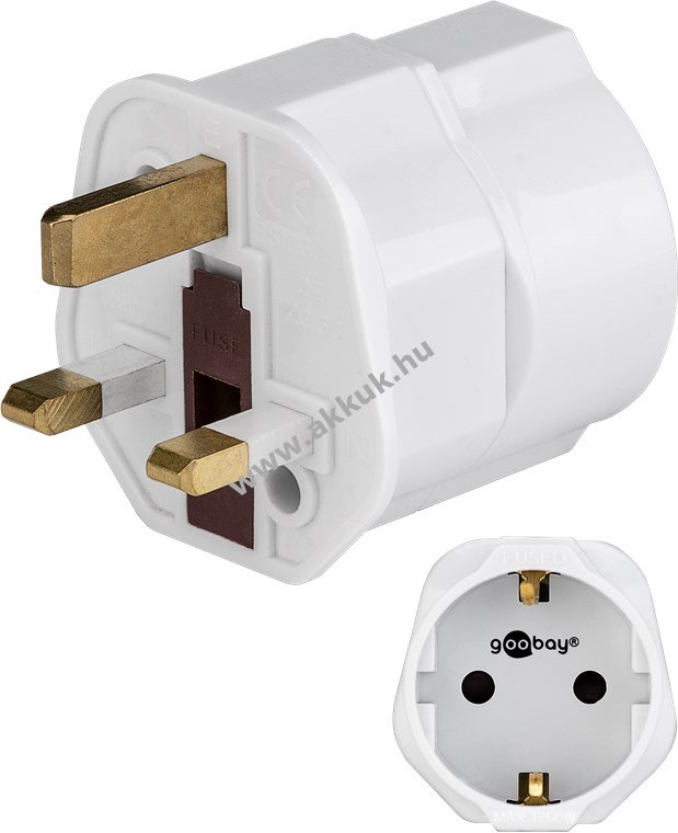 Goobay utazóadapter EU (Typ F) UK (Typ G) fehér