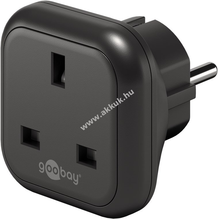 Goobay UK (Typ G) EU (Typ E/F) utazó adapter fekete