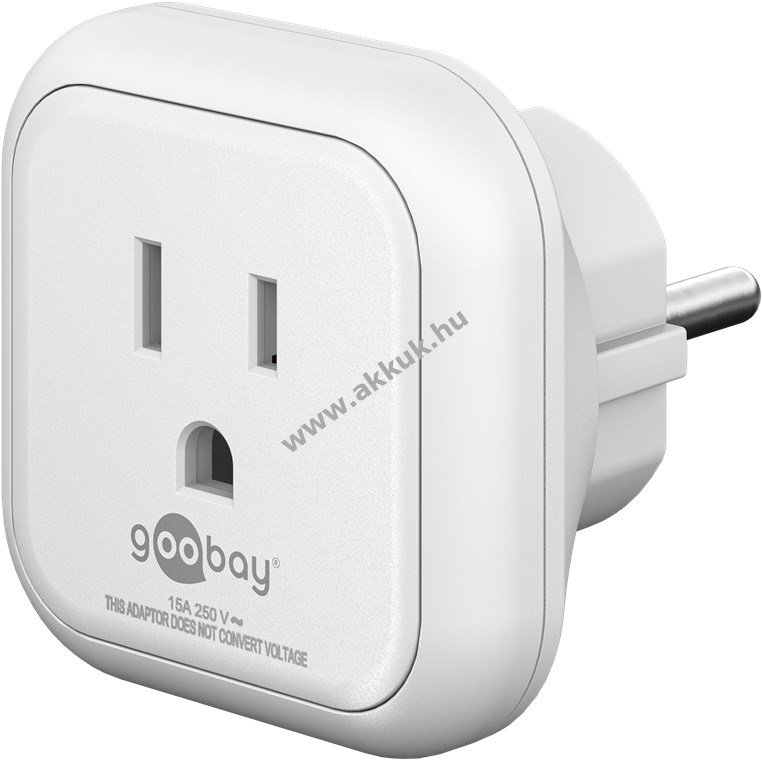 Goobay utazóadapter USA/Japán (B) Európa (E/F) fehér